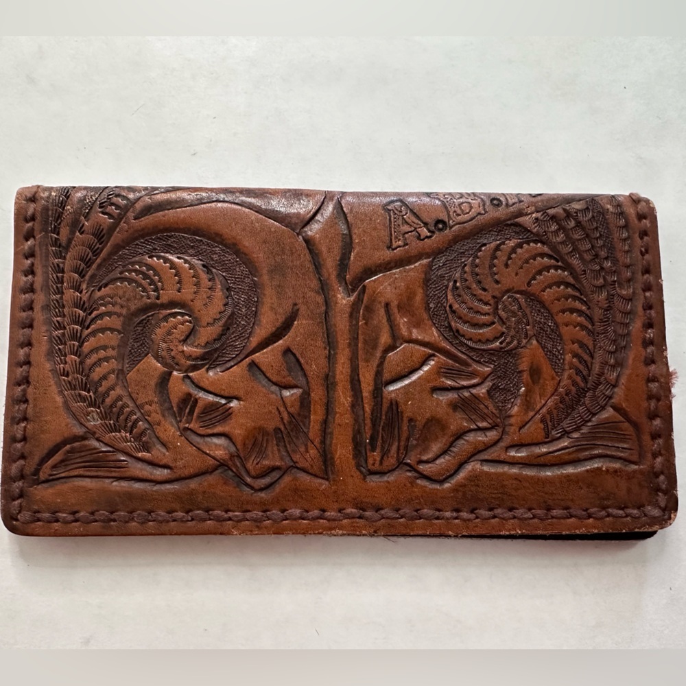 Vintage Western Embossed Leather Wallet - Hand Tooled -Rare! - Picture 2 of 5